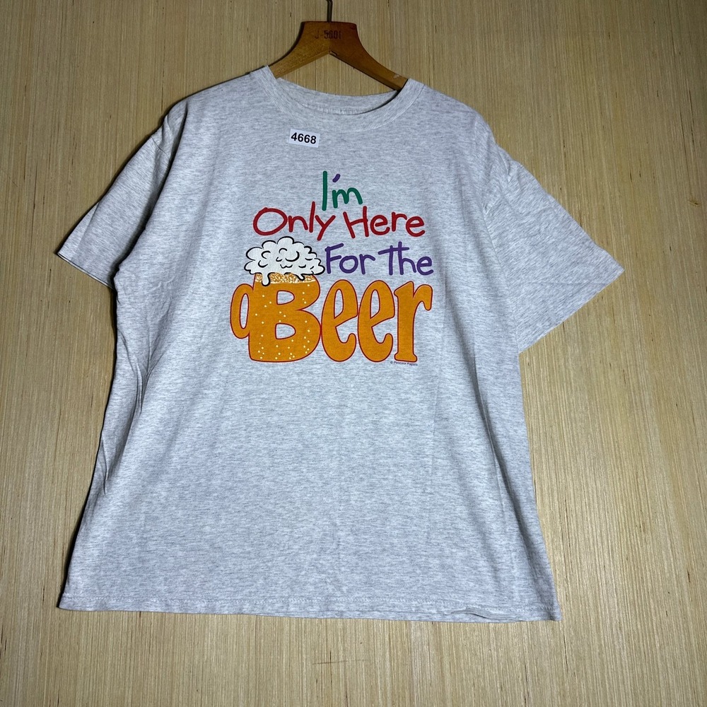 Vintage I'm Only Here For The Beer Shirt Mens Extra Large Gray Short Sleeve